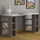 Scrivania con Libreria 6 Ripiani 140x60x75 cm Tavolo Porta Pc Computer in Legno Tortora