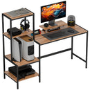 Scrivania per PC Reversibile 150x48x125cm con Supporto per Monitor e Scaffali Marrone   