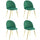 Set 4 Sedie 50x45x80 cm in Tessuto Vellutato Piedi Oro Verde