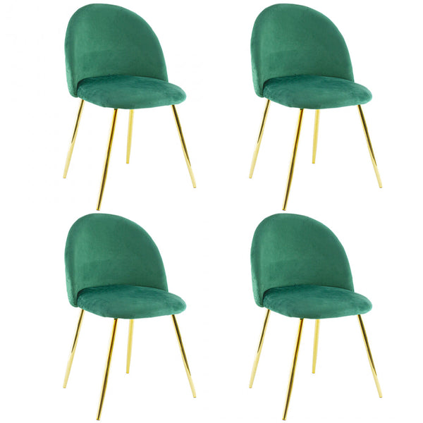acquista Set 4 Sedie 50x45x80 cm in Tessuto Vellutato Piedi Oro Verde