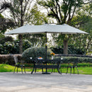 Ombrellone da Giardino Doppio 450 cm con 48 Luci LED e Manovella Grigio Chiaro      