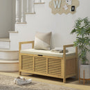 Panca Scarpiera a Doghe da Ingresso con Design a Ribalta 100x40x60 cm in Legno di Bambù