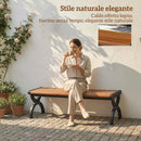 Panchina da esterno 2 posti in metallo, 124x39x39 cm, Legno e Nero      