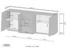 Credenza 4 Ante 3 Cassetti 220x44x86 cm Pongo 4A 3C Bianco Lucido  