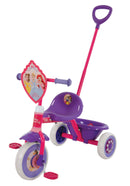 Triciclo a Pedali Primi Passi per Bambini con Maniglione Genitoriale Rimovibile e Vano Contenitore Disney Princess Lilla  