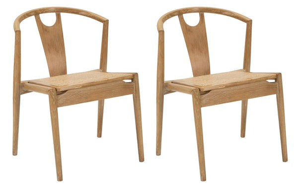 online Set 2 Sedie Japan 56x76x53 cm in Legno e Rattan Marrone