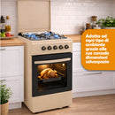 Cucina a Gas 86x50x50 cm Piano Cottura a 4 Fuochi da Esterno con Forno e Coprifuochi Beige      