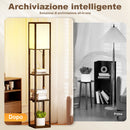 Lampada da Terra 26x26x160 cm Struttura con Ripiani Luce Regolabile Interruttore a Pedale e Porte USB in MDF Marrone      