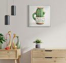 Stampa su Tela Laccata con Cornice Vasetto Cactus 40x2,8x40 cm in Pino e Tela e Plastica      