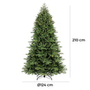 Albero di Natale Artificiale Realistico 210 cm 1418 Rami Apertura a Ombrello Verde