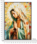 Dipinto su Tela Laccato Madonna con Cornice 72x4x102 cm in Pino e Tela e Plastica      