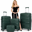 Set 3+1 Valigie Rigide Beauty Case da Viaggio e Maniglia con Ruote Multidirezionali e Telescopica Verde Oliva      