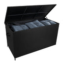 Baule da Esterno 138x70x80 cm in Rattan con Borsa Impermeabile Nero 