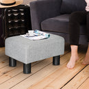Pouf Poggiapiedi Imbottito 40x30x24 cm in Tessuto Effetto Lino Grigio