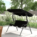 Dondolo 3 Posti 170x110x153 cm con Tettuccio Regolabile e Cuscini in Acciaio e Poliestere Nero      