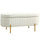 Panca Contenitore Ovale 108x44x43,5 cm con Coperchio Sollevabile in Tessuto Vellutato Crema