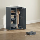 Armadio Moderno 80x50x124 cm Appendiabiti Cassetti e Mensole in Truciolare Grigio Scuro   