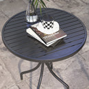 Tavolo da Giardino Rotondo Ø66x71,5 cm con Piano a Doghe in Acciaio Nero