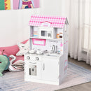 Casa delle Bambole Cucina Giocattolo 2 in 1 60x48x106 cm in Pino e MDF  Rosa