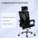 Sedia Direzionale da Ufficio 58x62,5x112-120cm in Tessuto a Rete Nera