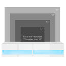 Mobile TV Sospeso fino a 65” 150x40x30 cm con Luce LED in Truciolato Bianco Lucido