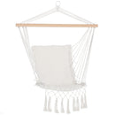 Sedia Sospesa a Dondolo 90x50 cm da Interno ed Esterno in Tessuto con Nappe Crema  