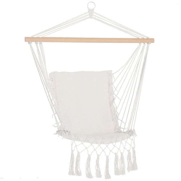 online Sedia Sospesa a Dondolo 90x50 cm da Interno ed Esterno in Tessuto con Nappe Crema