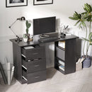 Scrivania PC da Ufficio 3 Ripiani 3 Cassetti 120x49x72 cm in Legno MDF Nera