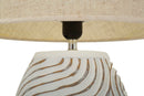 Lampada da Tavolo Resina Oblix Ø35x55 cm in Resina e Ferro e Tessuto Multicolor      
