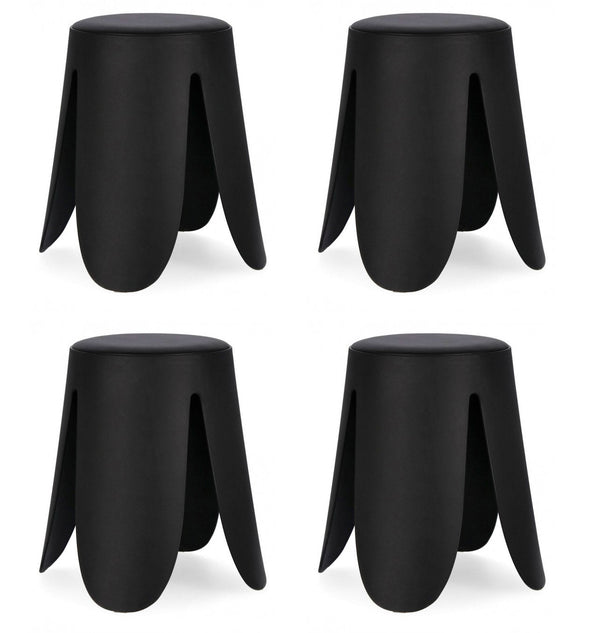 Set 4 Sgabelli Ø37x47 cm in Similpelle Imogen Nero acquista