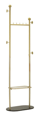 Appendiabiti da Terra Olaf 48x30x178 cm in Metallo e Marmo Artificiale Oro e Nero      