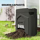 Compostiera da Giardino 78x75x78 cm Triangolare Girevole con 3 Porte in PP Nero      