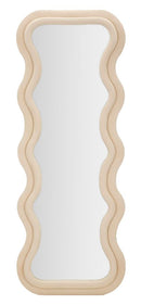 Specchio da Muro Emily Velluto Crema 60x6x160 cm in MDF e Poliestere e Specchio Crema      