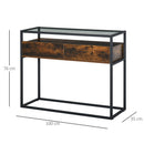 Consolle Fissa 100x35x76 cm in Metallo e Legno con Piano in Vetro 