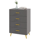 Cassettiera 4 Cassetti Design Moderno 60x40x90 cm in Legno e Alluminio Oro e Grigio Scuro 