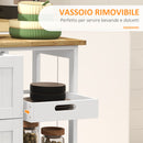 Carrello da Cucina 67x37x85,5 cm con 3 Cassetti e 3 Ripiani Aperti in Legno Bianco      