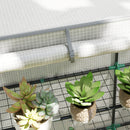 Serra da Giardino  144x48x142-152 cm con 2 Porte Avvolgibili 3 Ripiani e Tasche Laterali in PE Bianco e Grigio      
