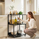 Mobile Supporto Stampante 3 livelli 50x40x75 cm con Ruote e Ripiani in Metallo Nero      