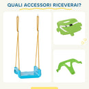 Altalena per Bambini da Giardino 3 in 1 con Corde Regolabili 42x33x120-180 cm in PP e PE Verde      
