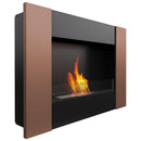 Camino a Bioetanolo da Parete 90,2x65 cm con Vetro Flig Boston 2 Bronzo