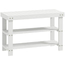Panca Scarpiera Bassa 70x28x45 cm con 2 Ripiani a Doghe e Seduta in Bambù Bianco      