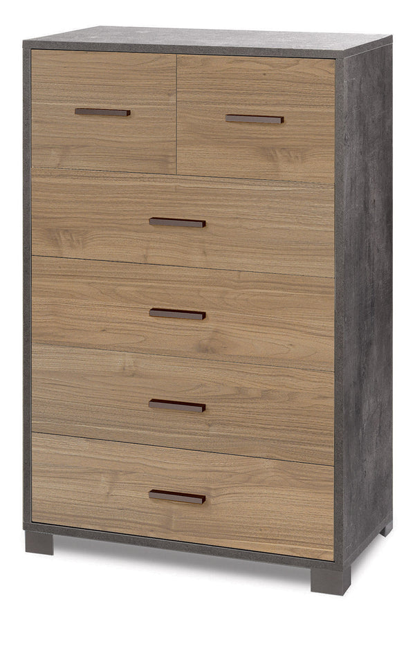 sconto Cassettiera 4+2 Cassetti 70x112x41 cm Ossido Nero/Noce Stelvio