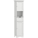 Mobile Colonna Bagno 40x30x170 cm con 2 Armadietti con Sensore Ripiano Aperto e Cassetto in Legno Bianco      