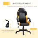 Sedia da Gaming Girevole Reclinabile in Similpelle Nero e Arancione