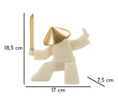 Decorazione Samurai Oda Quarzy 17x7,5x18,5 cm in Resina e Metallo Bianco e Oro      