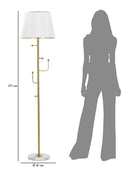 Lampada da Terra Appendiabiti Ø41x173 cm in Ferro e Tessuto Oro e Bianco      