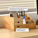 Organizer da Scrivania Bagno Cosmetici Makeup 33x20,5x15,5 cm con Cassetti e Scomparti Aperti in Bambù  