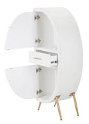 Mobiletto 2 Ante Venus 60x32x133 cm in MDF e Ferro Bianco e Oro      