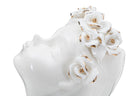 Vaso Young Lady Roses 10x14x26 cm in Porcellana Bianco e Oro      