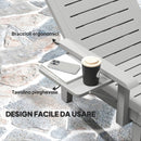 Sdraio da Giardino Regolabile 79x158x88 cm con Tavolino e Braccioli in Polipropilene Grigio Chiaro      